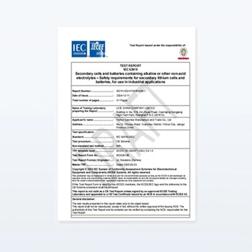 IEC Certificate — certificate document issued by Yichun Dawnice Manufacture & Trade Co., Ltd