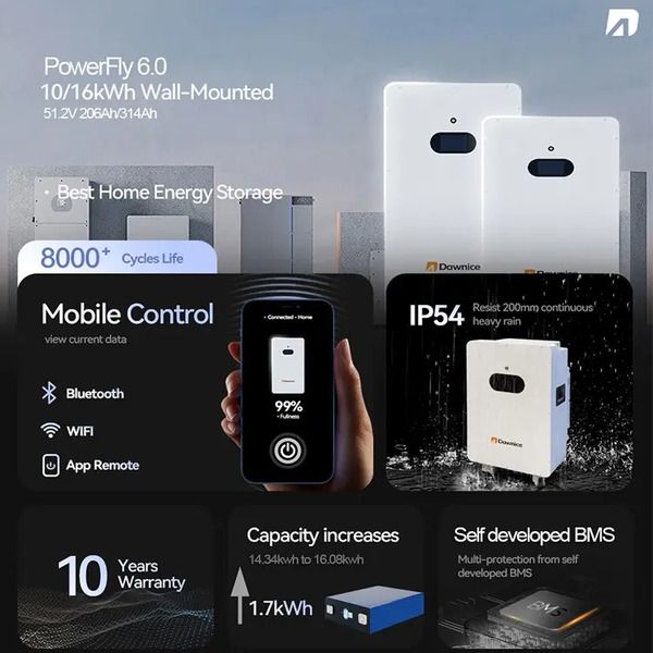 PowerFly HZEB-LCT-10 10.54kWh Wall-Mounted Battery view 3